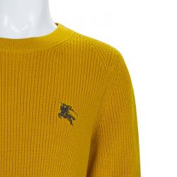 Pre Owned Burberry Children Mustard Yellow Knit Crew Neck Long Sleeve Sweater 6 Yrs