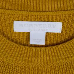 Pre Owned Burberry Children Mustard Yellow Knit Crew Neck Long Sleeve Sweater 6 Yrs