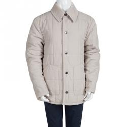 Pre Owned Burberry Beige Corduroy Trim Detail Quilted Jacket 10 Years