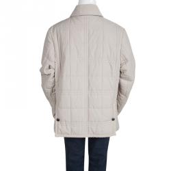 Pre Owned Burberry Beige Corduroy Trim Detail Quilted Jacket 10 Years