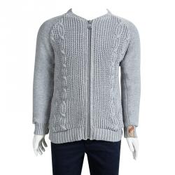 Pre Owned  Burberry Grey Cable Knit Zip Front Cardigan 4 Yrs