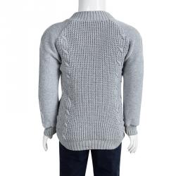 Pre Owned  Burberry Grey Cable Knit Zip Front Cardigan 4 Yrs