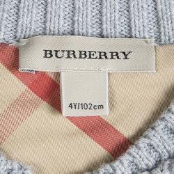 Pre Owned  Burberry Grey Cable Knit Zip Front Cardigan 4 Yrs