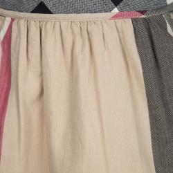Pre Owned Burberry Novacheck Herringbone Pattern Cotton Gathered Skirt 4 Yrs