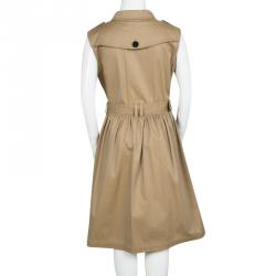 Pre Owned Burberry Children Khaki Cotton Belted Sleeveless Trench Dress 14 Yrs