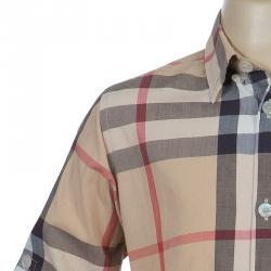 Pre Owned Burberry Beige Nova Check Print Buttondown Long Sleeve Shirt 5 Yrs