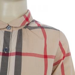 Pre Owned Burberry Children Beige Novacheck Long Sleeve Button-Down Cotton Shirt 7 Yrs