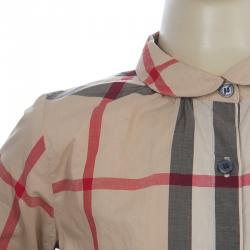 Pre Owned Burberry Children Beige Novacheck Long Sleeve Button-Down Cotton Shirt 7 Yrs