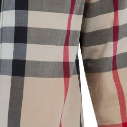 Pre Owned Burberry Children Beige Novacheck Long Sleeve Button-Down Cotton Shirt 7 Yrs