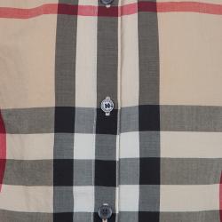 Pre Owned Burberry Children Beige Novacheck Long Sleeve Button-Down Cotton Shirt 7 Yrs