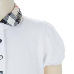 Pre Owned Burberry Children White Gathered Novacheck Collar Polo T-Shirt 7 Yrs
