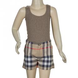 Pre Owned Burberry Beige Novacheck Print Shorts 6 Yrs