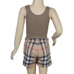Pre Owned Burberry Beige Novacheck Print Shorts 6 Yrs