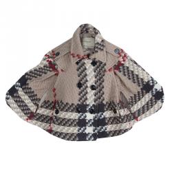 Burberry Beige Textured Wool Poncho 5 Yrs
