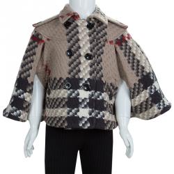 Burberry Beige Textured Wool Poncho 5 Yrs