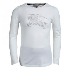 Burberry White Logo Print Long Sleeve T-Shirt 6 Yrs