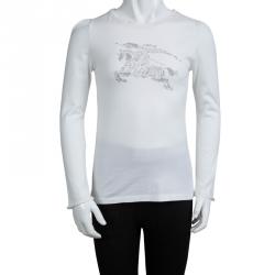 Burberry White Logo Print Long Sleeve T-Shirt 6 Yrs
