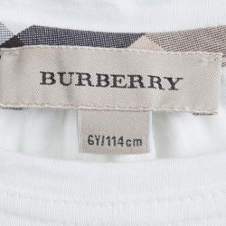 Burberry White Logo Print Long Sleeve T-Shirt 6 Yrs