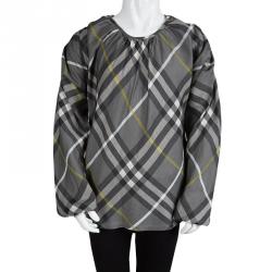 Pre Owned Burberry Grey Nova Check Long Sleeve Top 12Y