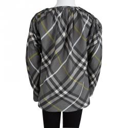 Pre Owned Burberry Grey Nova Check Long Sleeve Top 12Y
