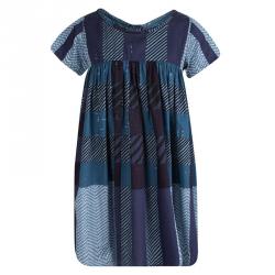 Burberry Children Blue Printed Cotton Short Sleeve Gathered Dress 8 Years