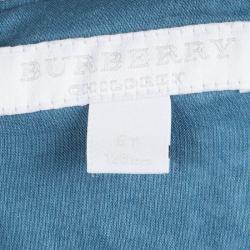 Burberry Children Blue Printed Cotton Short Sleeve Gathered Dress 8 Years