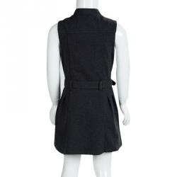 Pre Owned Burberry Grey Double Breasted Sleeveless Belted Trench Style Dress 5-6 Yrs