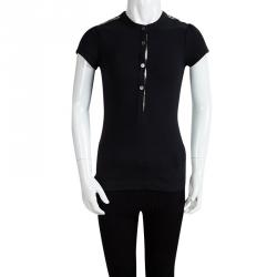 Burberry Black Cotton Nova Check Shoulder Detail Top 8 Yrs
