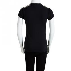 Burberry Black Cotton Nova Check Shoulder Detail Top 8 Yrs
