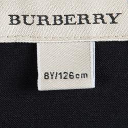 Burberry Black Cotton Nova Check Shoulder Detail Top 8 Yrs