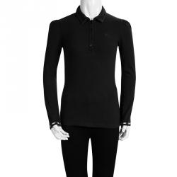 Burberry Navy Blue Cotton Cuff Trim Detail Long Sleeve Top 8 Yrs