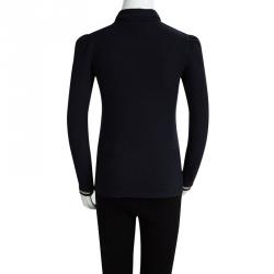 Burberry Navy Blue Cotton Cuff Trim Detail Long Sleeve Top 8 Yrs