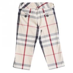 Pre Owned Burberry Beige Cotton Nova Check Print Capri Pants 4 Yrs