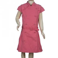 Pre Owned Burberry Pink Cap Sleeve Belted Trench Dress 10 Yrs