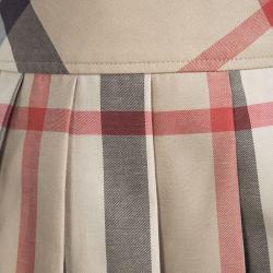 Pre Owned Burberry Children Beige Novacheck Cotton Pleated Mini Skirt 6 Yrs