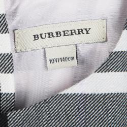 Pre Owned Burberry Monochrome Checked Gabardine Pleated Sleeveless Dress 10 Yrs
