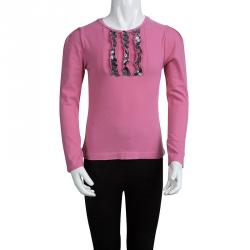 Pre Owned Burberry Pink Ruffle Detail Long Sleeve T-Shirt  8 Yrs