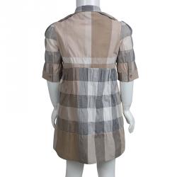 Pre Owned Burberry Brown Nova Check Print Cotton Dress  5 Yrs