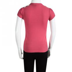 Pre Owned  Burberry Red Cotton Nova Check Shoulder Detail Top 6 Yrs