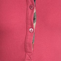 Pre Owned  Burberry Red Cotton Nova Check Shoulder Detail Top 6 Yrs