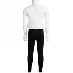 Pre Owned Burberry Black Cotton Nova Check Flap Detail Leggings 6 Yrs