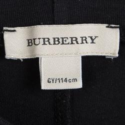 Pre Owned Burberry Black Cotton Nova Check Flap Detail Leggings 6 Yrs