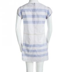 Pre Owned Burberry White Check Printed Pleat Detail Dress 8 Yrs