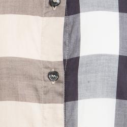 Pre Owned Burberry Beige Nova Check Cotton Cap Sleeve Button Front Shirt Dress 8 Yrs