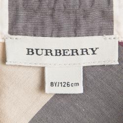 Pre Owned Burberry Beige Nova Check Cotton Cap Sleeve Button Front Shirt Dress 8 Yrs