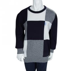 Cesare Pacciotti Colorblock Checked Long Sleeve Crew Neck Sweater 12 Yrs