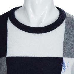Cesare Pacciotti Colorblock Checked Long Sleeve Crew Neck Sweater 12 Yrs