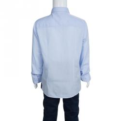 Cesare Paciotti Blue Cotton Long Sleeve Button Front Shirt 6 Yrs
