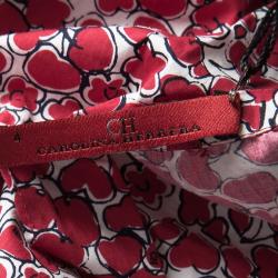 Pre Owned CH Carolina Herrera Red Printed Cotton Shoulder Tie Detail Jumpsuit 4Yrs