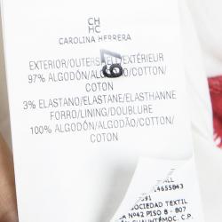 Pre Owned CH Carolina Herrera Red Cotton Contrast Floral Print Long Sleeve Dress 8 Yrs